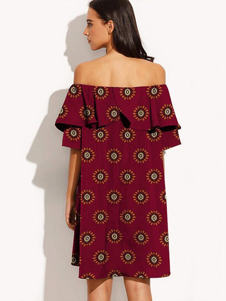 Elegant Flat Shoulder Hi-low Mini Bohemia Dress