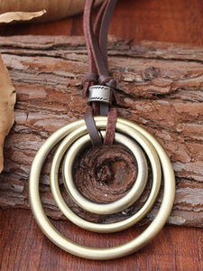 Bohemian Wind Necklace Three-ring Pendant Accessories Pendant Long Sweater Chain