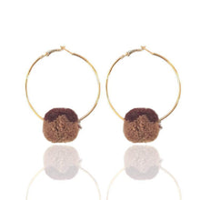 Load image into Gallery viewer, Big hoop earrings ethnic pompom earrings for women charm BOHO bohemia style