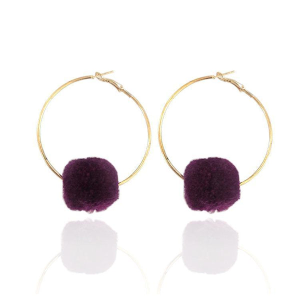 Big hoop earrings ethnic pompom earrings for women charm BOHO bohemia style
