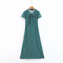 Load image into Gallery viewer, Spring New Bow Print V-Neck Short Sleeve High Waist Big Dress