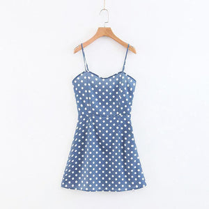 Summer Elegant Polka Dot Sling Mini Dress