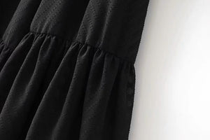 Spring V-Neck Irregular Solid Color Falbala Sleeves Dress