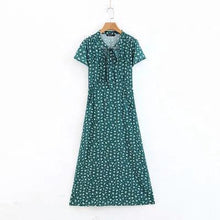 Load image into Gallery viewer, Spring New Bow Print V-Neck Short Sleeve High Waist Big Dress