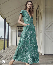 Load image into Gallery viewer, Spring New Bow Print V-Neck Short Sleeve High Waist Big Dress