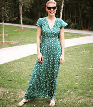 Load image into Gallery viewer, Spring New Bow Print V-Neck Short Sleeve High Waist Big Dress