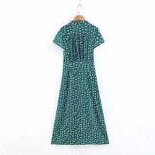 Load image into Gallery viewer, Spring New Bow Print V-Neck Short Sleeve High Waist Big Dress