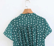 Load image into Gallery viewer, Spring New Bow Print V-Neck Short Sleeve High Waist Big Dress