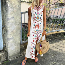 Load image into Gallery viewer, Boho Floral Summer Sleeveless Split Maxi Dress