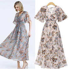 Load image into Gallery viewer, Large dress new Bohemian print slim Short Sleeve Dress