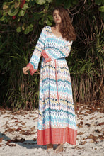 Load image into Gallery viewer, Long Sleeved Large Wave Printed Loose Tie V-neck Long Dress