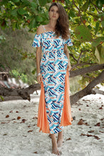 Load image into Gallery viewer, Boho Ruffled Sling Waist and Large Splicing Print Long Dress
