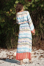 Load image into Gallery viewer, Long Sleeved Large Wave Printed Loose Tie V-neck Long Dress