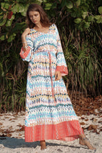 Load image into Gallery viewer, Long Sleeved Large Wave Printed Loose Tie V-neck Long Dress