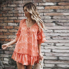 Load image into Gallery viewer, Spring Ruffled Stitching Print Chiffon Dress