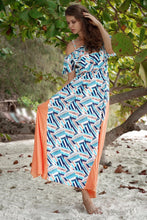 Load image into Gallery viewer, Boho Ruffled Sling Waist and Large Splicing Print Long Dress