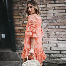 Load image into Gallery viewer, Spring Ruffled Stitching Print Chiffon Dress