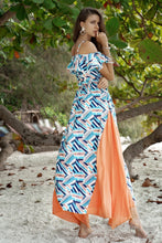 Load image into Gallery viewer, Boho Ruffled Sling Waist and Large Splicing Print Long Dress