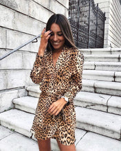 Load image into Gallery viewer, Autumn and Winter V-Neck Print Leopard Dress