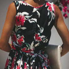 Load image into Gallery viewer, Bohemian Large Flower Print Slit V-Neck Sleeveless Large Swing Maxi Dress