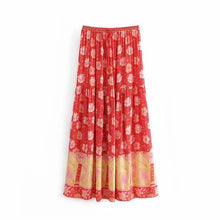 Load image into Gallery viewer, Red Vintage Floral Beach Holiday Skirt
