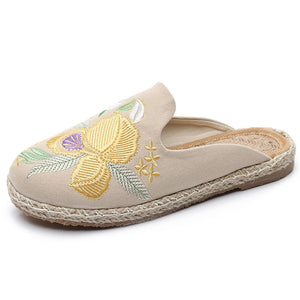 national hot tide women's shoes embroidery national wind cloth shoes flat sandals and slippers