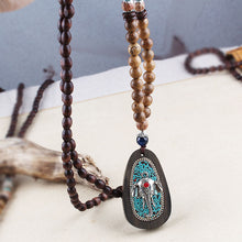 Load image into Gallery viewer, Ethnic retro wooden beads necklace Nepal style handmade creative pendants jewelry accessories