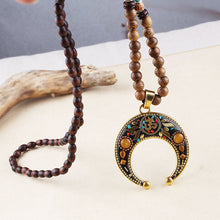 Load image into Gallery viewer, Ethnic retro wooden beads necklace Nepal style handmade creative pendants jewelry accessories