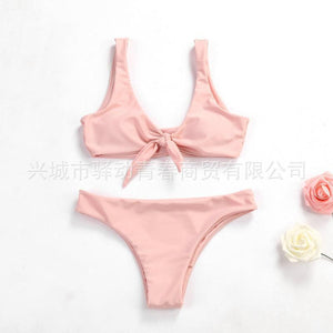 Pure Bikini Split Swimming Suit with Front Button