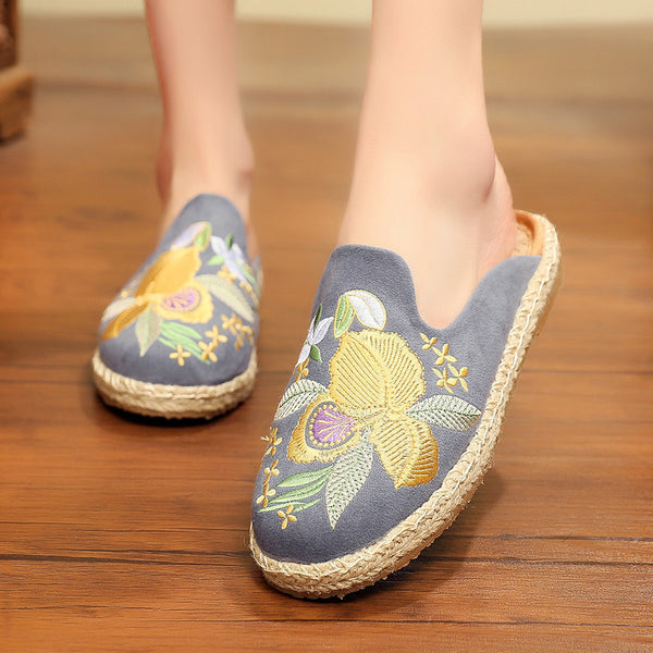 national hot tide women's shoes embroidery national wind cloth shoes flat sandals and slippers