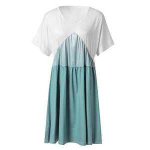 Summer V-neck Gradient Loose Short-Sleeved Dress