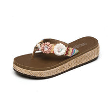 Load image into Gallery viewer, Flat Bottom Flip Flops Fashion Flowers Sandals Slippers