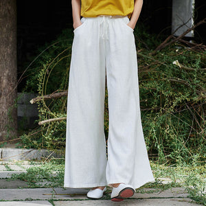 Cotton Linen Zen Women's Trousers Wide Leg Pants