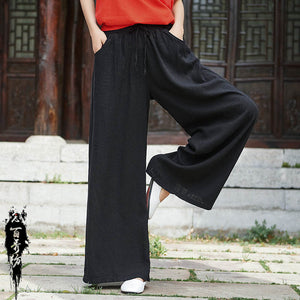 Cotton Linen Zen Women's Trousers Wide Leg Pants