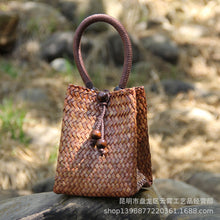 Load image into Gallery viewer, Rattan straw bag Straw bag Leisure vacation beach bag Retro mini portable ladies bag
