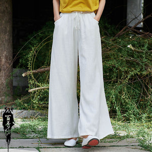 Cotton Linen Zen Women's Trousers Wide Leg Pants