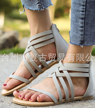 Load image into Gallery viewer, Knitted Toe Roman Sandals Female Summer Flat Large Size Women&#39;s Shoes
