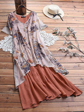 Load image into Gallery viewer, Loose Printing Large Size Medium Length Dress Fake Two-piece Set