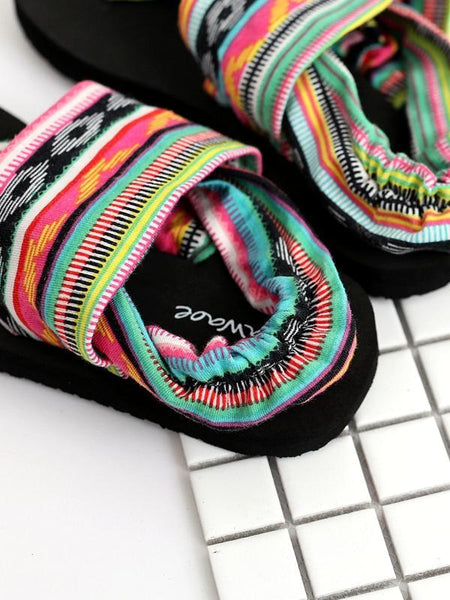 Bohemian Wrapped Flip-Flops Women Slippers Flat-bottomed Fashion Wear Non-slip Beach Shoes