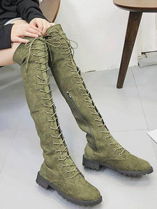 Winter Solid Bandage Over-the-knee Boots