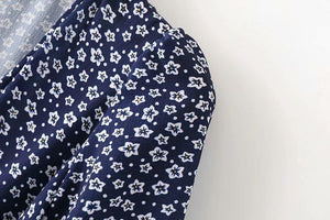 STAR PRINTING V-NECK BUTTON LONG DRESS