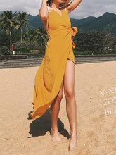 Load image into Gallery viewer, Sexy Spaghetti Strap V Neck Backless Solid Color Beach Dress