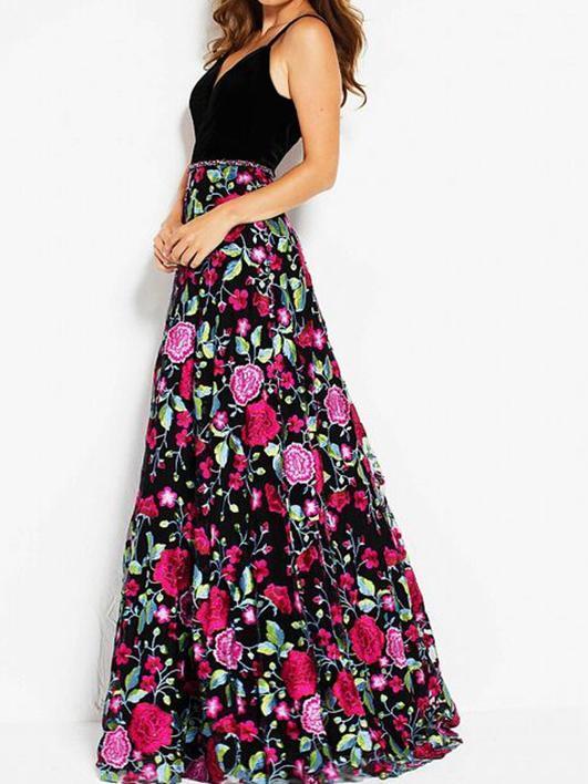 Floral Sleeveless Backless Elegant Party Maxi Dress