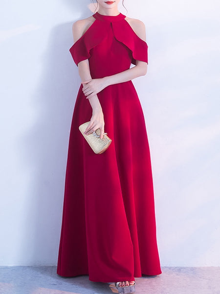 Crew Neck Polyester Evening Dresses