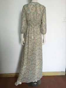 Split print women long maxi bohemian dress