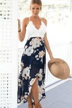 Load image into Gallery viewer, Lace-paneled Chiffon Backless V-neck Harness Dress