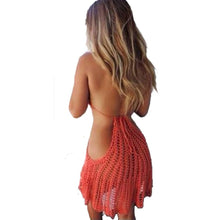 Load image into Gallery viewer, Handmade Crocheted Knit Bikini Backless Sexy Pierced Halter Piece Beach Blouse
