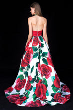 Load image into Gallery viewer, Dress halter neck V-neck backless rose flower long skirt