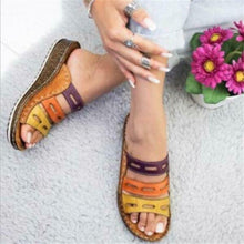 Load image into Gallery viewer, Sandals Female Large Size Wedge with Thick Base Color Matching Ladies Sandals and Slippers