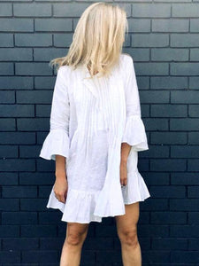 Solid Color Long Sleeves Cover-up Mini Dresses